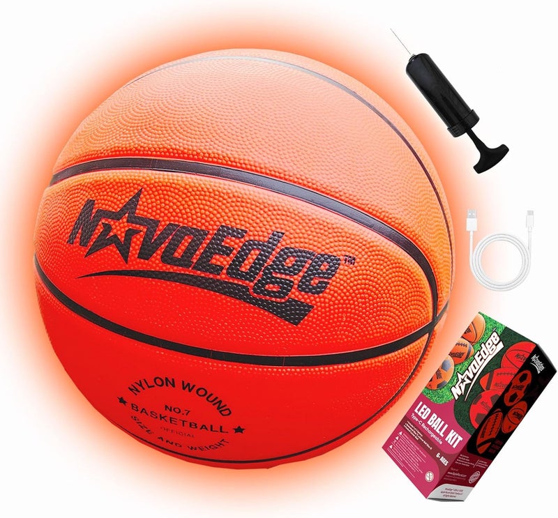 NovaEdge Glow in The Dark Sports Ball | USB-C Rechargeable LED Light-Up for Night, Regular Play by Day | Choose Football, Basketball or Soccer Ball | for Kids, Teens & Adults - Image 1
